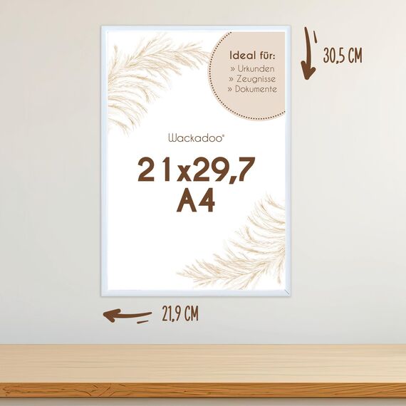 Wackadoo Bilderrahmen A4 21x29.7 (DIN A4) Weiß 5er Set Fotowand Fotorahmen aus leichtem Kunststoff mit Glas Picture frame Poster