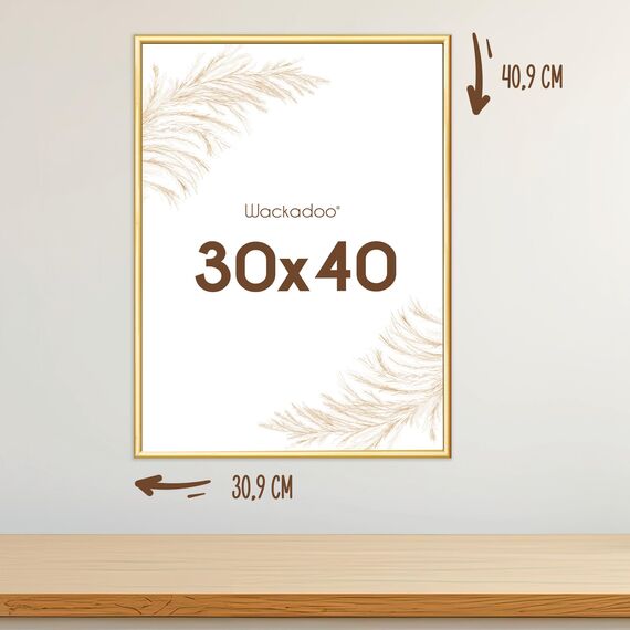 Wackadoo Bilderrahmen 30x40 Gold Fotowand Fotorahmen aus leichtem Kunststoff mit Glas Picture frame Poster