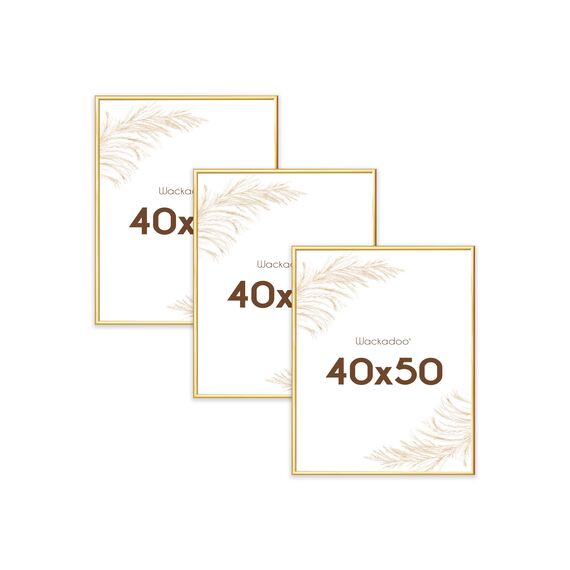 Wackadoo Bilderrahmen 40x50 Gold 3er Set Fotowand Fotorahmen aus leichtem Kunststoff mit Glas Picture frame Poster