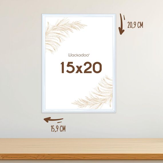 Wackadoo Bilderrahmen 15x20 Weiß Fotowand Fotorahmen aus leichtem Kunststoff mit Glas Picture frame Poster