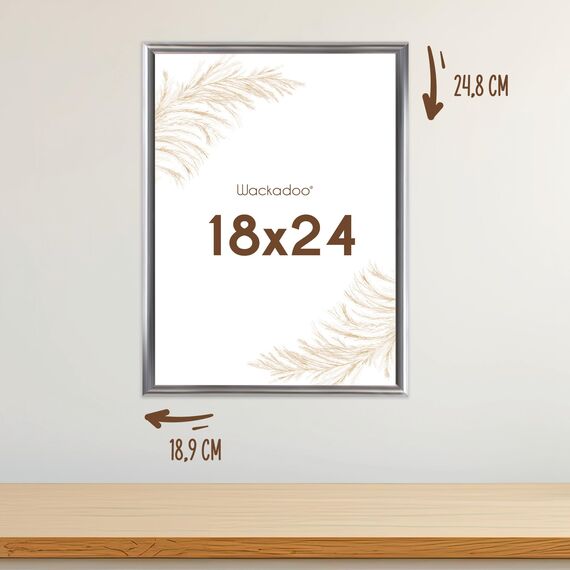 Wackadoo personalisierte Geschenke mit Bilderrahmen 18x24 Silber Fotodruck Bild Geschenk für Frauen und Männer Poster mit Wunschmotiv eigenes Foto