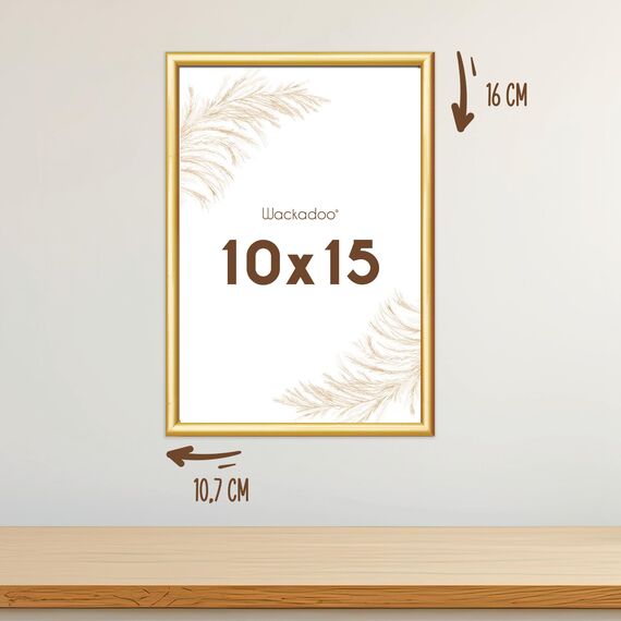 Wackadoo personalisierte Geschenke mit Bilderrahmen 10x15 Gold Fotodruck Bild Geschenk für Frauen und Männer Poster mit Wunschmotiv eigenes Foto