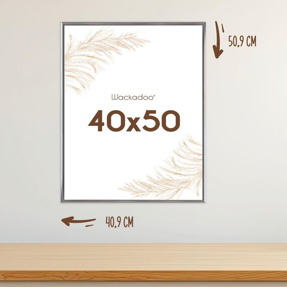 Wackadoo Bilderrahmen 40x50 Silber 3er Set Fotowand Fotorahmen aus leichtem Kunststoff mit Glas Picture frame Poster