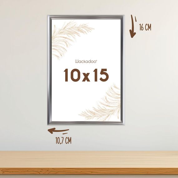 Wackadoo Bilderrahmen 10x15 Silber 5er Set Fotowand Fotorahmen aus leichtem Kunststoff mit Glas Picture frame Poster