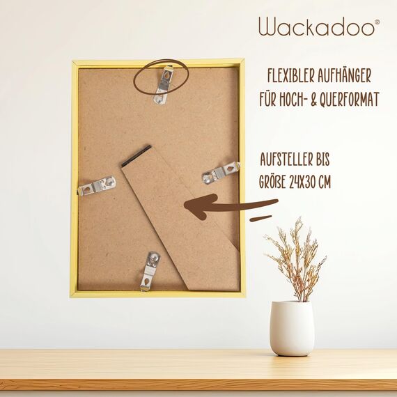 Wackadoo Bilderrahmen 18x24 Gold Fotowand Fotorahmen aus leichtem Kunststoff mit Glas Picture frame Poster
