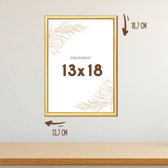 Wackadoo Bilderrahmen 13x18 Gold 5er Set Fotowand Fotorahmen aus leichtem Kunststoff mit Glas Picture frame Poster