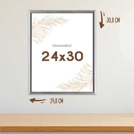 Wackadoo Bilderrahmen 24x30 Silber Fotowand Fotorahmen aus leichtem Kunststoff mit Glas Picture frame Poster