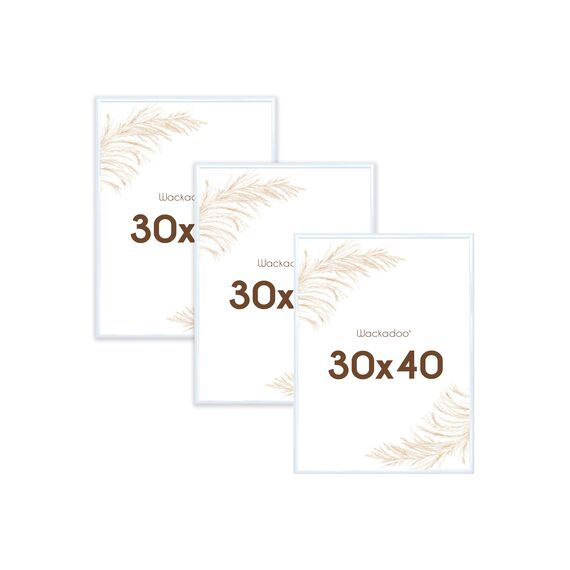 Wackadoo Bilderrahmen 30x40 Weiß 3er Set Fotowand Fotorahmen aus leichtem Kunststoff mit Glas Picture frame Poster