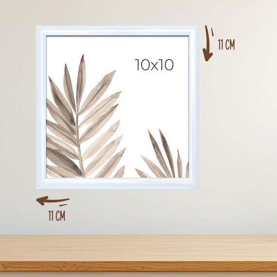 Wackadoo Bilderrahmen 10x10 Weiß 3er Set Fotowand Fotorahmen aus leichtem Kunststoff mit Glas Picture frame quadratisch klein Poster