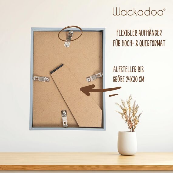 Wackadoo Bilderrahmen 13x18 Silber Fotowand Fotorahmen aus leichtem Kunststoff mit Glas Picture frame Poster