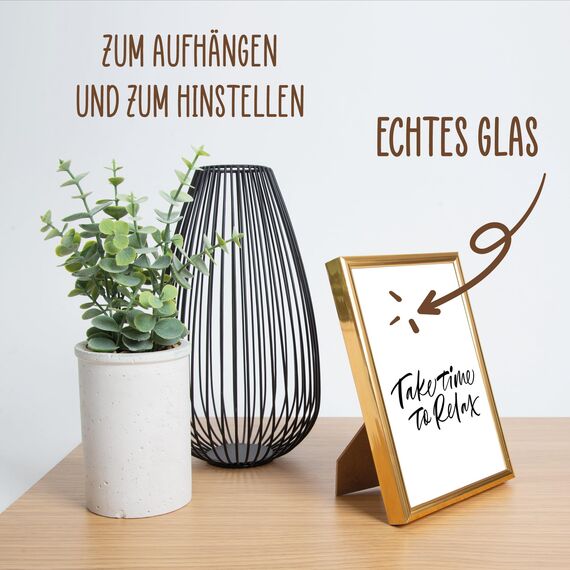 Wackadoo Bilderrahmen 18x24 Gold Fotowand Fotorahmen aus leichtem Kunststoff mit Glas Picture frame Poster