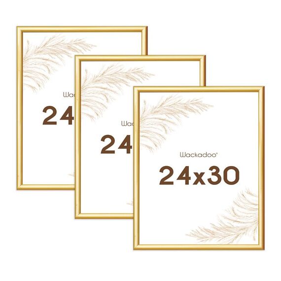 Wackadoo Bilderrahmen 24x30 Gold 3er Bilderrahmen Set Fotowand Fotorahmen aus leichtem Kunststoff mit Glas Picture frame Poster