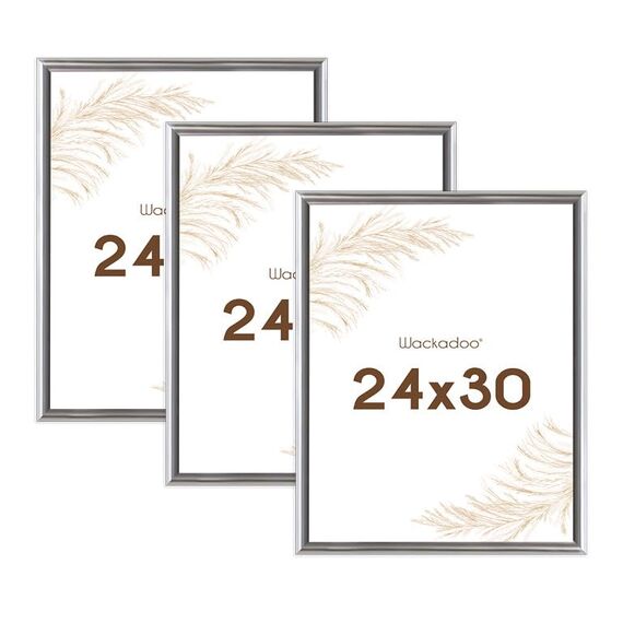 Wackadoo Bilderrahmen 24x30 Silber 3er Bilderrahmen Set Fotowand Fotorahmen aus leichtem Kunststoff mit Glas Picture frame Poster