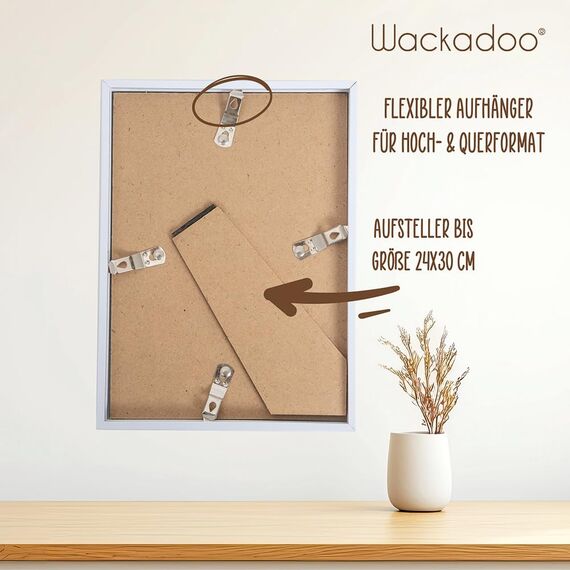 Wackadoo personalisierte Geschenke mit Bilderrahmen A4 21x29.7 (DIN A4) Weiß Fotodruck Bild Geschenk für Frauen und Männer Poster mit Wunschmotiv eigenes Foto