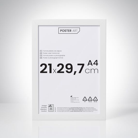POSTER ART California Bilderrahmen zum Aufhängen aus MDF und Acrylglas - Wand Bilderrahmen Moderner Fotorahmen - Weiß 21x29,7 cm