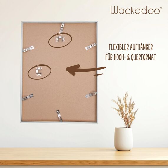Wackadoo Bilderrahmen 50x70 Silber 2er Set Fotowand Fotorahmen aus leichtem Kunststoff mit Glas Picture frame Poster