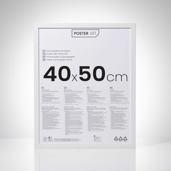 POSTER ART California Bilderrahmen zum Aufhängen aus MDF und Acrylglas - Wand Bilderrahmen Moderner Fotorahmen - Weiß 40x50 cm