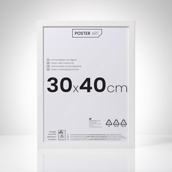 POSTER ART California Bilderrahmen zum Aufhängen aus MDF und Acrylglas - Wand Bilderrahmen Moderner Fotorahmen - Weiß 30x40 cm