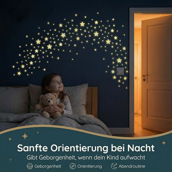 Homery Leuchtsterne Kinderzimmer [100 Stück] Leuchtsterne selbstklebend für Wand und Decke, leuchtende Sterne für Kinderzimmer, Sternenhimmel Aufkleber, Leuchtsticker, fluoreszierende Sterne