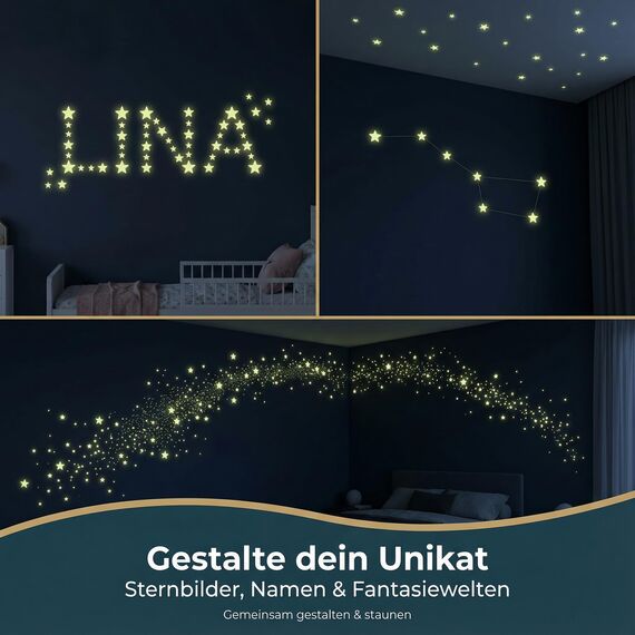 Homery Leuchtsterne Kinderzimmer [400 Stück] Leuchtsterne selbstklebend für Wand und Decke, leuchtende Sterne für Kinderzimmer, Sternenhimmel Aufkleber, Leuchtsticker, fluoreszierende Sterne