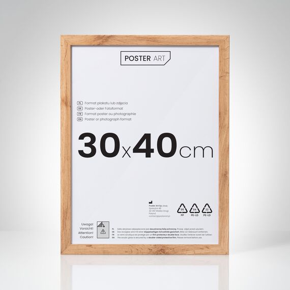 POSTER ART Wotan Eiche, 30x40 cm, California Bilderrahmen zum Aufhängen aus MDF und Acrylglas - Wand Bilderrahmen Moderner Fotorahmen