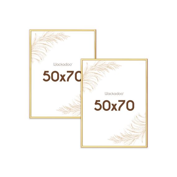 Wackadoo Bilderrahmen 50x70 Gold 2er Set Fotowand Fotorahmen aus leichtem Kunststoff mit Glas Picture frame Poster