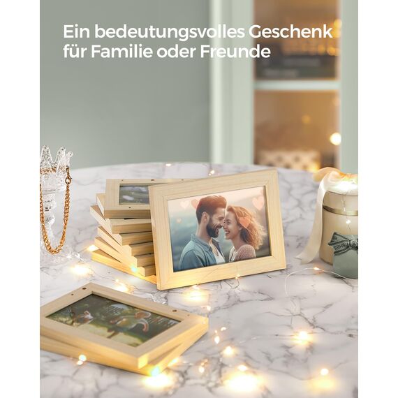 SONGMICS Bilderrahmen-Collage, 10 Fotorahmen für 10 x 15 cm Bilder, Fotocollage, Wandcollage, Multi-Rahmen, Wanddeko, naturbeige RPF020N01