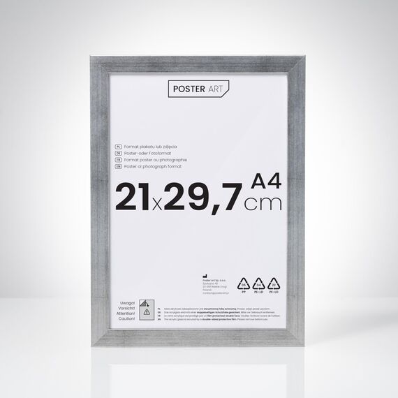 POSTER ART California Bilderrahmen zum Aufhängen aus MDF und Acrylglas - Wand Bilderrahmen Moderner Fotorahmen - Silber gealtert 21x29,7 cm