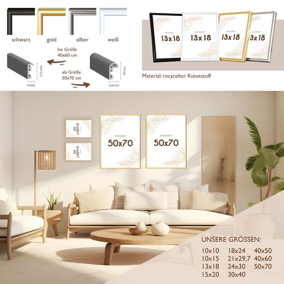 Wackadoo personalisierte Geschenke mit Bilderrahmen A4 21x29.7 (DIN A4) Silber Fotodruck Bild Geschenk für Frauen und Männer Poster mit Wunschmotiv eigenes Foto