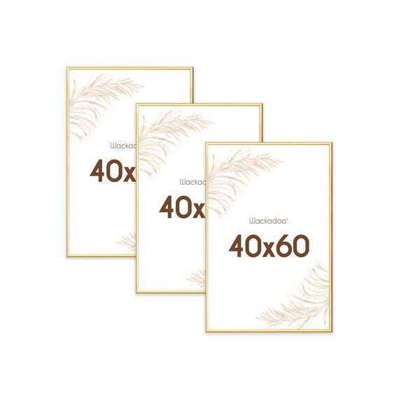 Wackadoo Bilderrahmen 40x60 Gold 3er Set Fotowand Fotorahmen aus leichtem Kunststoff mit Glas Picture frame Poster
