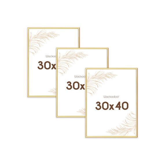 Wackadoo Bilderrahmen 30x40 Gold 3er Set Fotowand Fotorahmen aus leichtem Kunststoff mit Glas Picture frame Poster