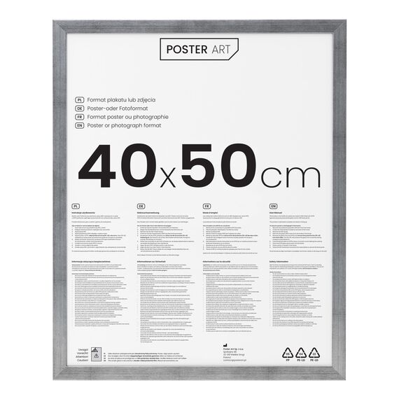 POSTER ART California Bilderrahmen zum Aufhängen aus MDF und Acrylglas - Wand Bilderrahmen Moderner Fotorahmen - Silber gealtert 40x50 cm