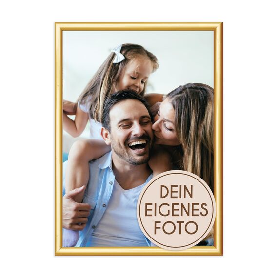 Wackadoo personalisierte Geschenke mit Bilderrahmen A4 21x29.7 (DIN A4) Gold Fotodruck Bild Geschenk für Frauen und Männer Poster mit Wunschmotiv eigenes Foto