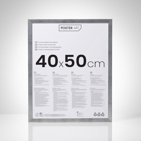 POSTER ART California Bilderrahmen zum Aufhängen aus MDF und Acrylglas - Wand Bilderrahmen Moderner Fotorahmen - Silber gealtert 40x50 cm