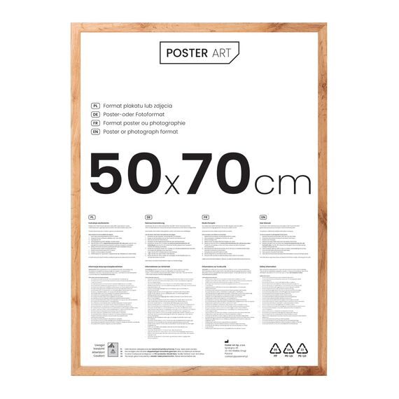 POSTER ART Bilderrahmen 50x70 cm Wotan Eiche - Fotorahmen zum Aufhängen aus MDF und Acrylglas - California Wand Rahmen Moderner
