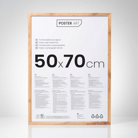 POSTER ART Bilderrahmen 50x70 cm Wotan Eiche - Fotorahmen zum Aufhängen aus MDF und Acrylglas - California Wand Rahmen Moderner