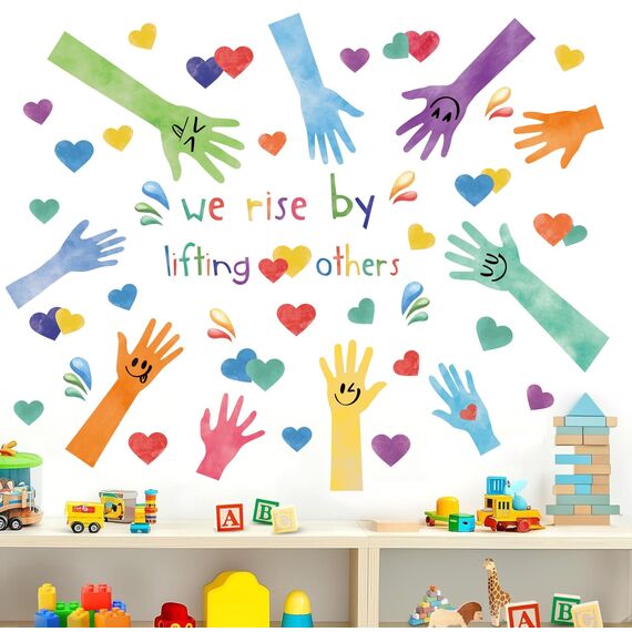 TOARTI Wandtattoo Spruch Motivation Wandaufkleber We Rise by Lifting Other Wandsticker Sprüche und Zitate Klassenzimmer Kinderzimmer Babyzimmer Wanddeko