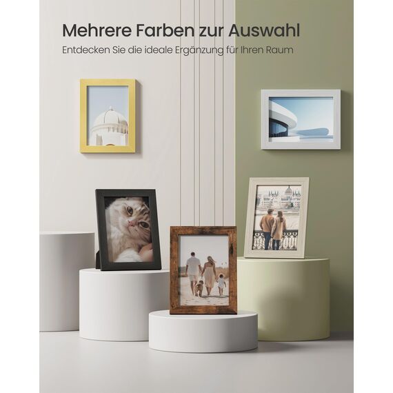 SONGMICS Bilderrahmen 10er Set, für 2 Fotos in 20 x 25 cm, 4 Fotos in 13 x 18 cm, 4 Fotos in 10 x 15 cm, Kunststoffscheibe, MDF, tintenschwarz RPF310H