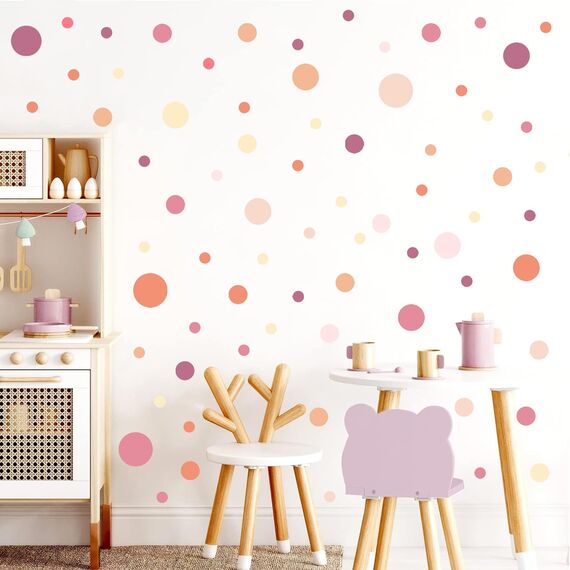 TOARTI Lichte Kreise Set Wandsticker Rosa Rot Punkte Kinderzimmer Wandtattoo Mädchen Jungen Babyzimmer Deko Dots Wandsticker Kinderzimmer