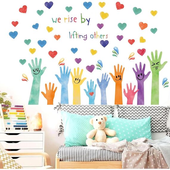 TOARTI Wandtattoo Spruch Motivation Wandaufkleber We Rise by Lifting Other Wandsticker Sprüche und Zitate Klassenzimmer Kinderzimmer Babyzimmer Wanddeko