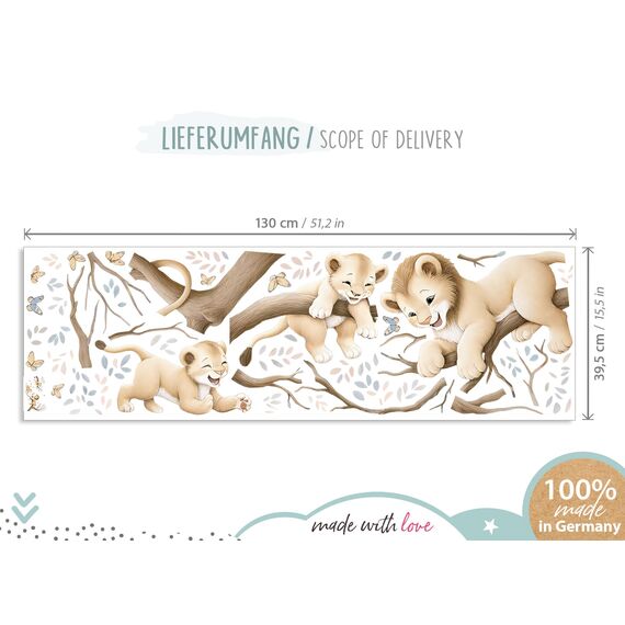 Little Deco Wandtattoo Dschungeltiere Löwen auf Ast DL5027 L