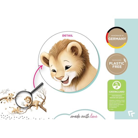 Little Deco Wandtattoo Dschungeltiere Löwen auf Ast DL5027 L