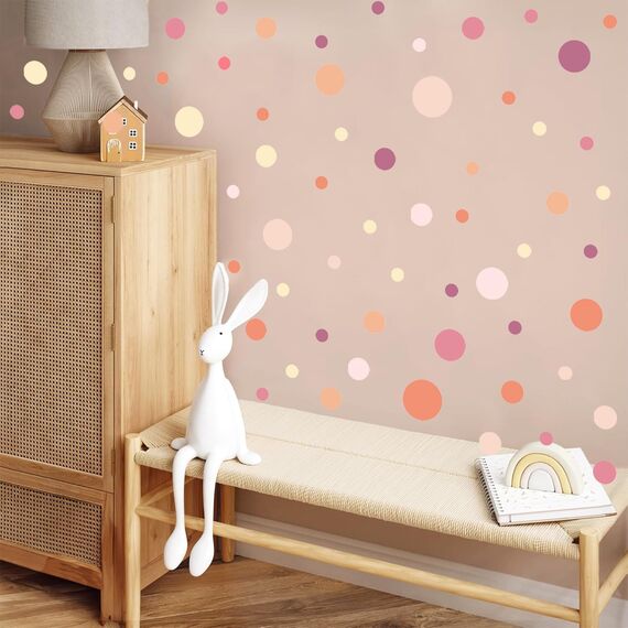 TOARTI Lichte Kreise Set Wandsticker Rosa Rot Punkte Kinderzimmer Wandtattoo Mädchen Jungen Babyzimmer Deko Dots Wandsticker Kinderzimmer