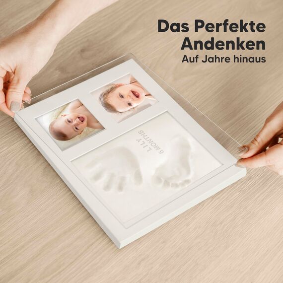 KeaBabies Baby Handabdruck und Fußabdruck Set - Gipsabdruck Baby Hand und Fuß für Neugeborene - Handabdruck Bilderrahmen ​- Fußabdruck Baby Gipsabdruck Set - Dusche Abdruckset(Alpine White)