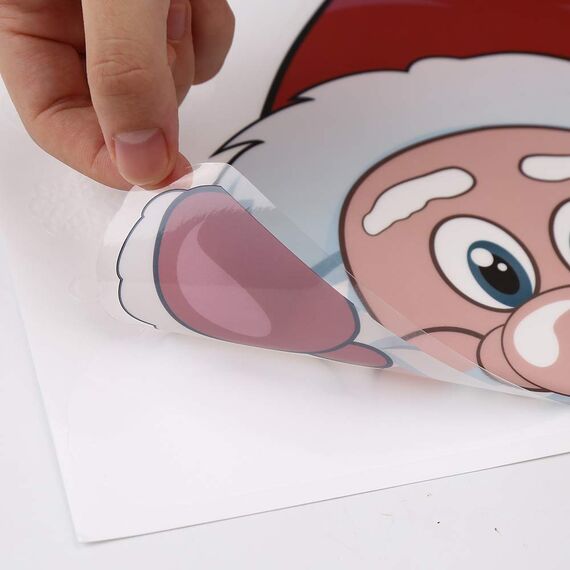 DERAYEE 6 Blätter gucken Santa & Rudolph Fenster haftet Schneeflocken statische Aufkleber für Weihnachten Fenster anzuzeigen