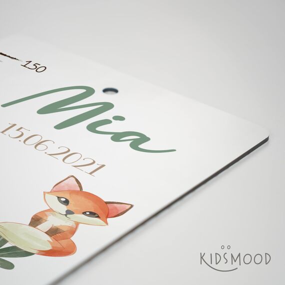 Kidsmood - Personalisierte Messlatte Kinder Aluverbund – Messleiste & Wand-Deko für Kinderzimmer mit abenteuerlichem Dschungel Tiere – Tolles Taufgeschenk für Mädchen & Jungen -(65-140cm)