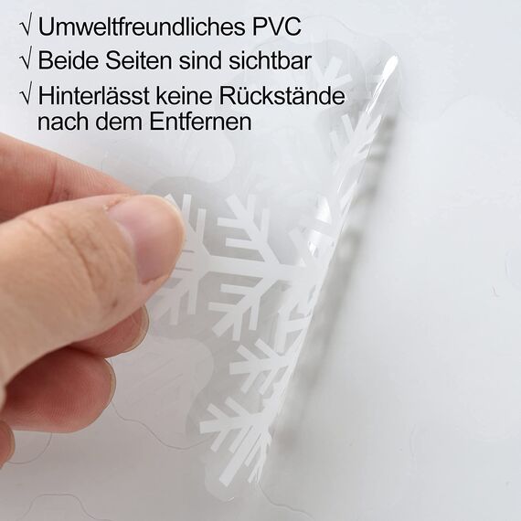 156 Weihnachten Fensterbilder, Schneeflocken Fensterdeko für Fensterscheiben, Wiederverwendbar Statisch Haftend PVC Aufkleber für Fenster Vitrine Türen Schaufenster Winter Schneeflocken Weihnachtsdeko