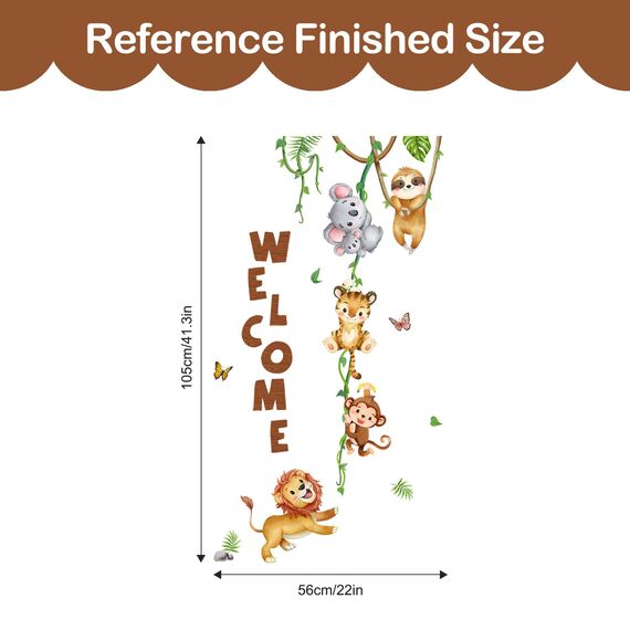 Tanlaby Dschungel Tier Wandsticker Waldtier Klettern Rebe Wandtattoo Faultier Koala Tiger Affe Löwe Selbstklebend Abnehmbare Wand Kunst Aufkleber für Schlafzimmer Wohnzimmer Tür Wanddekoration