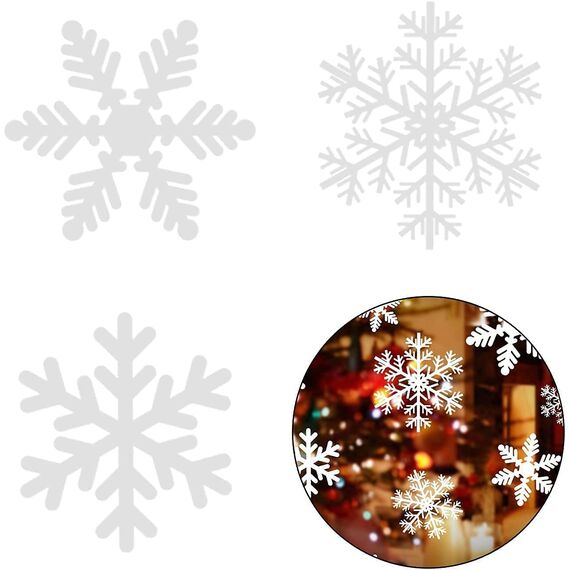 156 Weihnachten Fensterbilder, Schneeflocken Fensterdeko für Fensterscheiben, Wiederverwendbar Statisch Haftend PVC Aufkleber für Fenster Vitrine Türen Schaufenster Winter Schneeflocken Weihnachtsdeko