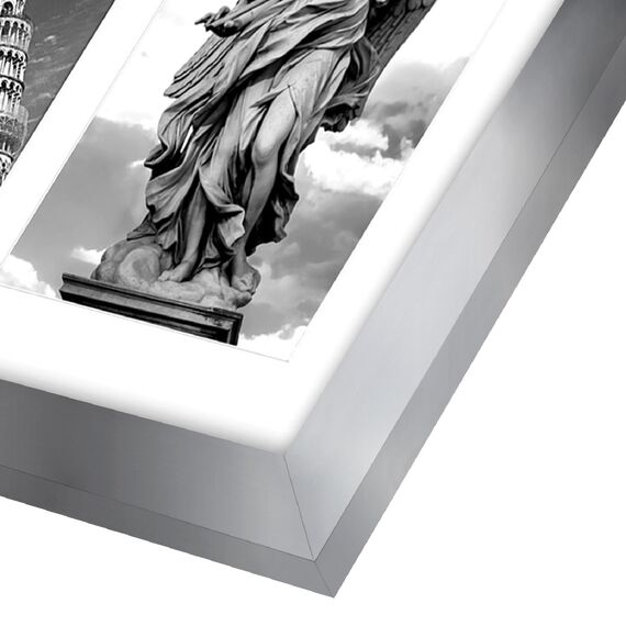 Americanflat Bilderrahmen Collage 10x15 cm Silber - Bilderrahmen 28x36 cm mit Passepartout für Fünf 10x15 cm Fotos - Fotorahmen für Mehrere Bilder der Familie - Verbundholz mit Bruchsicherem Glas